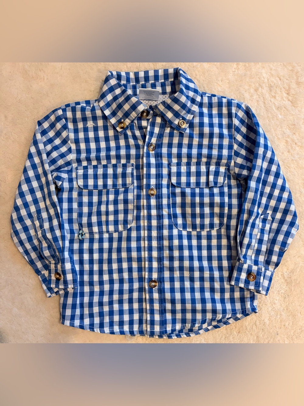 Prodoh 2T Boys Long Sleeve Vented Fishing Button Down Shirt Blue and White Plaid